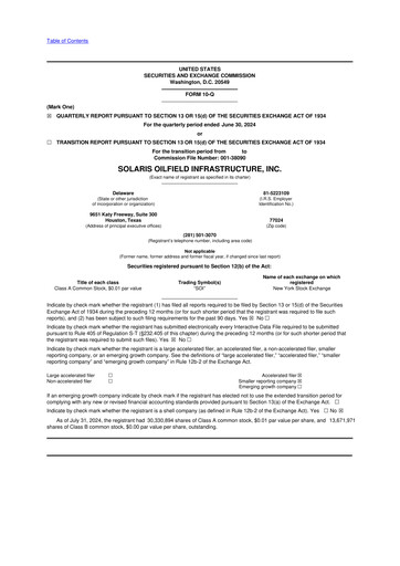Vorschaubild Solaris Energy Infrastructure 10-Q Quartalsbericht 2024 