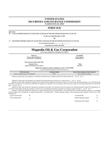 Thumbnail Magnolia Oil & Gas 10-K Annual Report 2021
