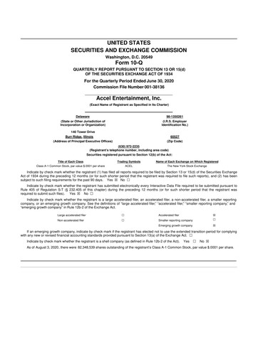 Thumbnail Accel Entertainment 10-Q Quarterly Report FY2020 