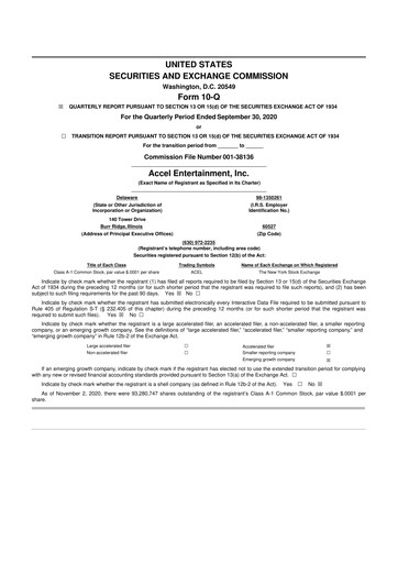 Thumbnail Accel Entertainment 10-Q Quarterly Report FY2020 