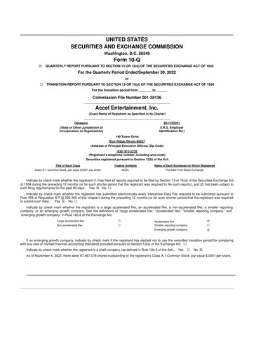 Thumbnail Accel Entertainment 10-Q Quarterly Report FY2022 