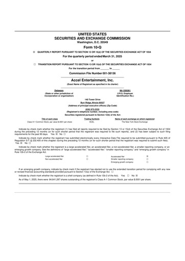 Thumbnail Accel Entertainment 10-Q Quarterly Report FY2025 