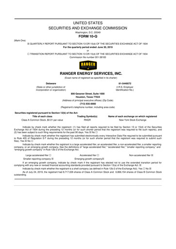 Thumbnail Ranger Energy Services 10-Q Quarterly Report FY2019 