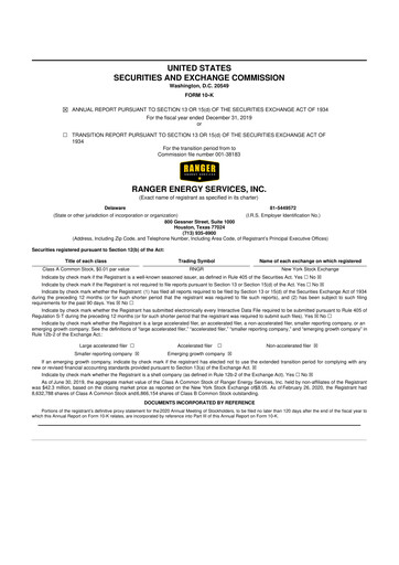 Thumbnail Ranger Energy Services 10-K Annual Report 