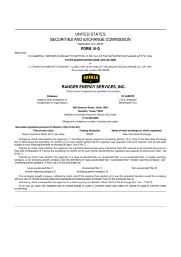 Thumbnail Ranger Energy Services 10-Q Quarterly Report FY2020 