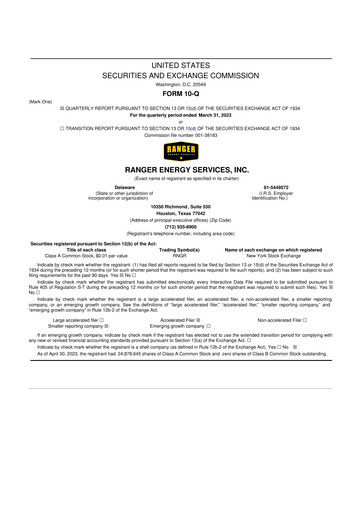 Thumbnail Ranger Energy Services 10-Q Quarterly Report FY2023 