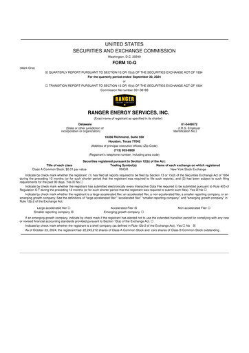 Thumbnail Ranger Energy Services 10-Q Quarterly Report FY2024 