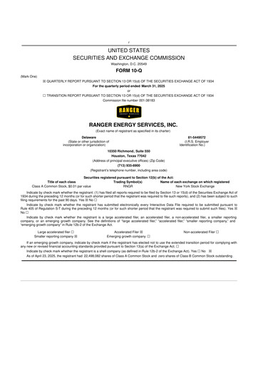 Thumbnail Ranger Energy Services 10-Q Quarterly Report FY2025 
