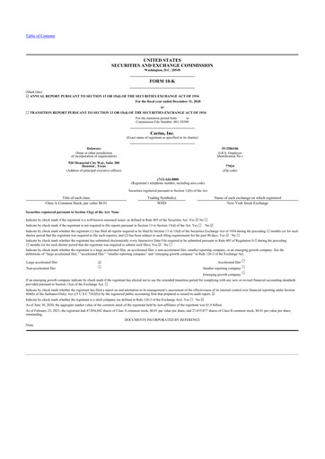 Thumbnail Cactus Inc 10-K Annual Report 2020