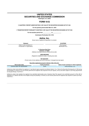 Miniature Azitra 10-Q Rapport trimestriel 2024 