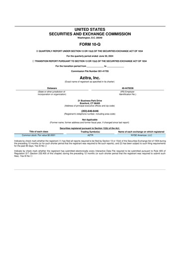 Miniature Azitra 10-Q Rapport trimestriel 2024 