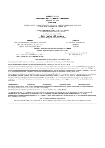 Thumbnail Baker Hughes
 10-K Annual Report 2018