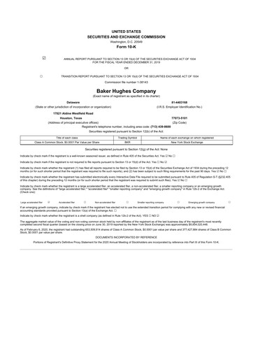 Thumbnail Baker Hughes
 10-K Annual Report 2019