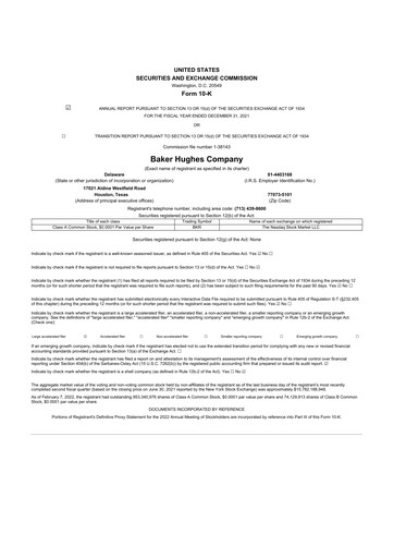 Thumbnail Baker Hughes
 10-K Annual Report 2021