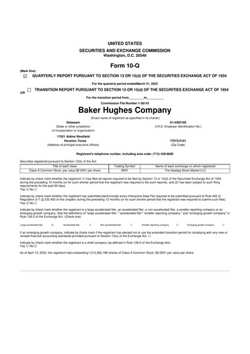 Thumbnail Baker Hughes
 10-Q Quarterly Report FY2023 