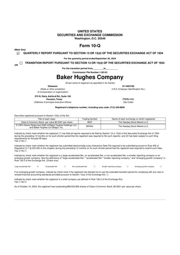 Thumbnail Baker Hughes
 10-Q Quarterly Report FY2024 