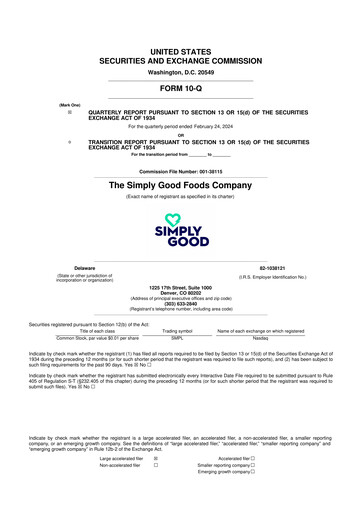 Thumbnail Simply Good Foods 10-Q Quarterly Report FY2024 