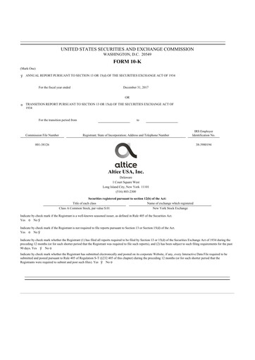 Thumbnail Altice USA
 10-K Annual Report 2017