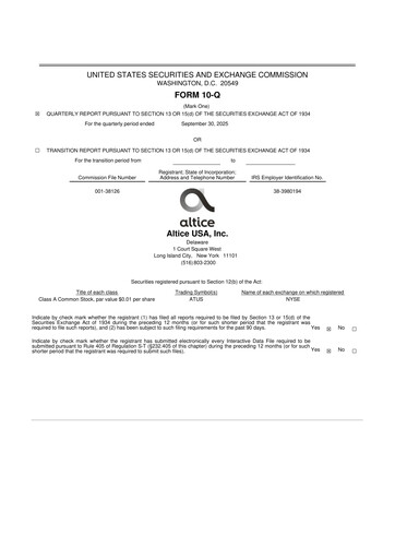 Thumbnail Altice USA
 10-Q Quarterly Report FY2025 