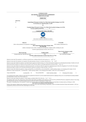 Thumbnail ADT 10-K Annual Report 2019