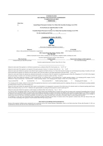 Thumbnail ADT 10-K Annual Report 2021