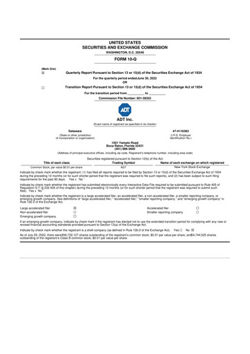 Thumbnail ADT 10-Q Quarterly Report FY2022 