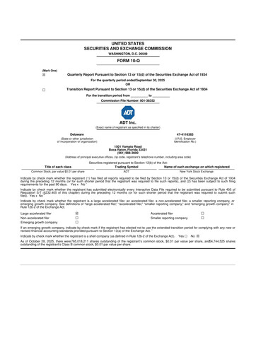 Thumbnail ADT 10-Q Quarterly Report FY2025 