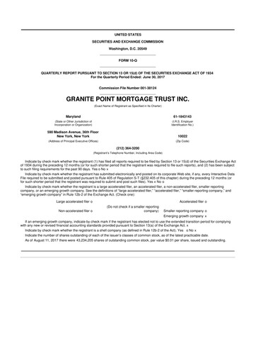 Thumbnail Granite Point Mortgage Trust 10-Q Quarterly Report FY 