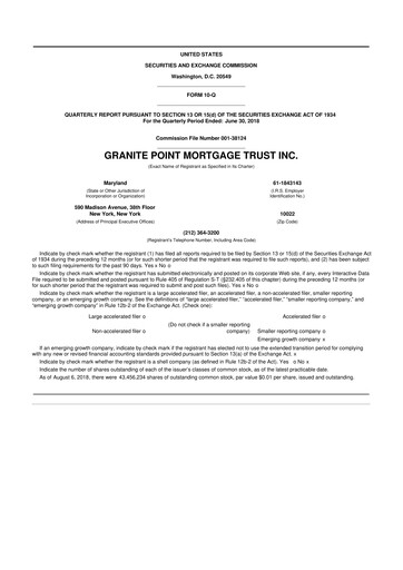 Thumbnail Granite Point Mortgage Trust 10-Q Quarterly Report FY 