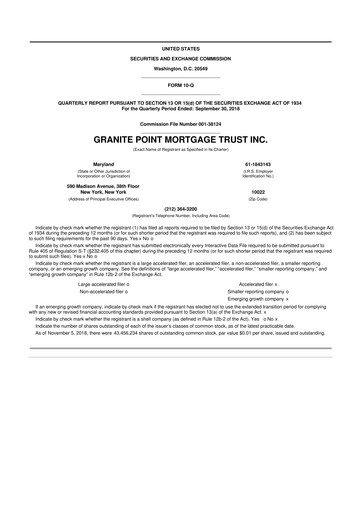 Thumbnail Granite Point Mortgage Trust 10-Q Quarterly Report FY 