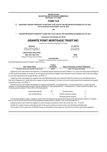 Thumbnail Granite Point Mortgage Trust 10-Q Quarterly Report FY 