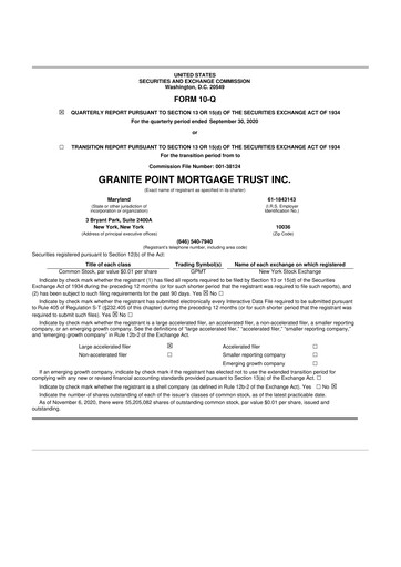 Thumbnail Granite Point Mortgage Trust 10-Q Quarterly Report FY 