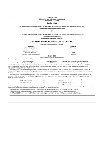 Thumbnail Granite Point Mortgage Trust 10-Q Quarterly Report FY 