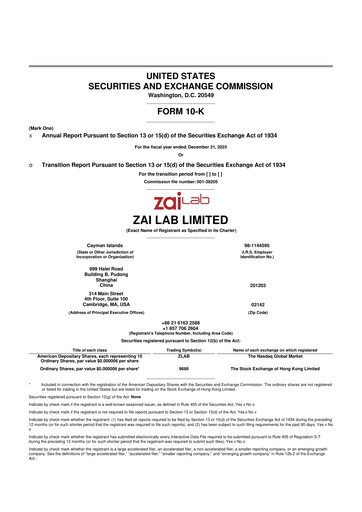 Thumbnail Zai Lab 10-K Annual Report 