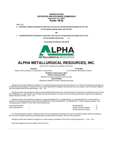 Thumbnail Alpha Metallurgical Resources 10-Q Quarterly Report FY2021 