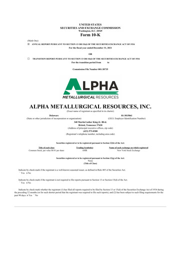 Thumbnail Alpha Metallurgical Resources 10-K Annual Report 2021