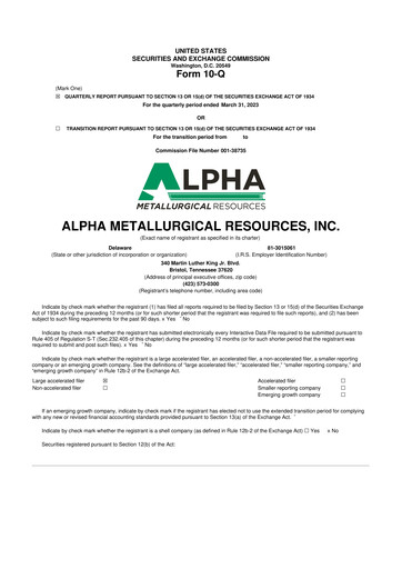 Thumbnail Alpha Metallurgical Resources 10-Q Quarterly Report FY2023 