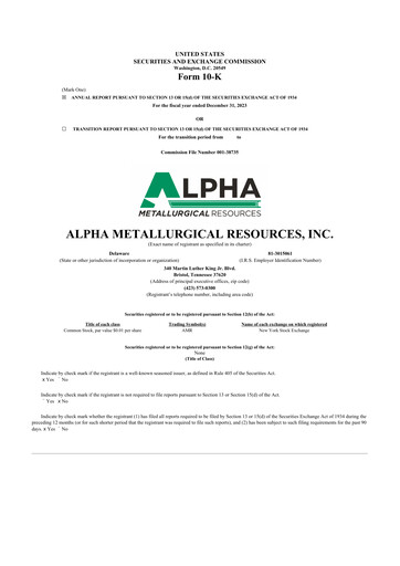 Thumbnail Alpha Metallurgical Resources 10-K Annual Report 2023