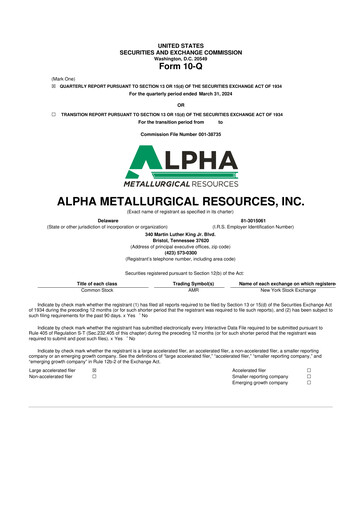 Thumbnail Alpha Metallurgical Resources 10-Q Quarterly Report FY2024 