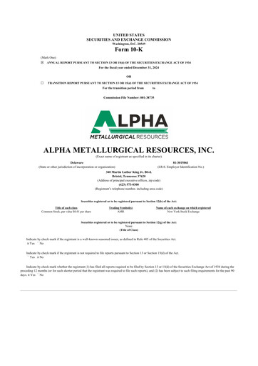Thumbnail Alpha Metallurgical Resources 10-K Annual Report 2024