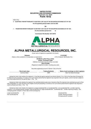 Thumbnail Alpha Metallurgical Resources 10-Q Quarterly Report FY2025 