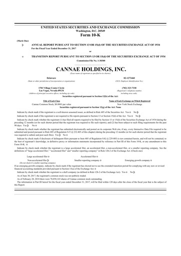 Vorschaubild Cannae Holdings
 10-K Jahresbericht 2017