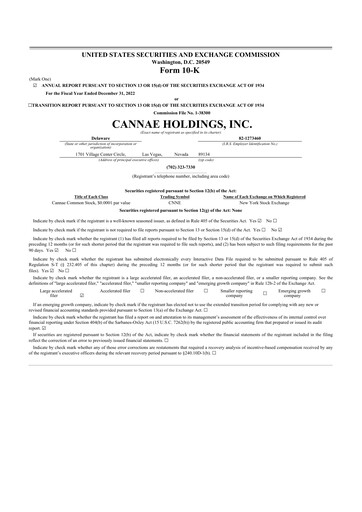 Vorschaubild Cannae Holdings
 10-K Jahresbericht 2022