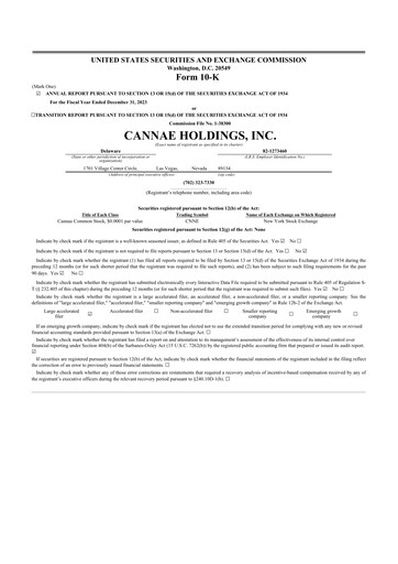 Vorschaubild Cannae Holdings
 10-K Jahresbericht 2023