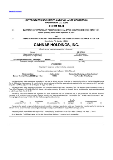 Thumbnail Cannae Holdings
 10-Q Quarterly Report FY2025 