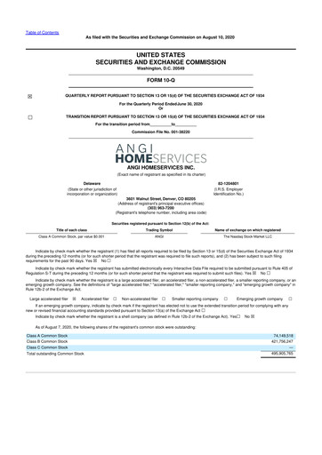 Thumbnail Angi Inc. 10-Q Quarterly Report FY2020 