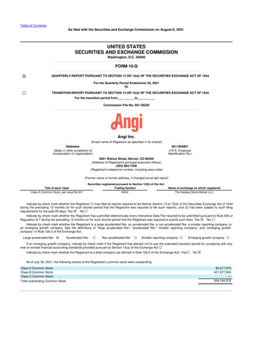 Thumbnail Angi Inc. 10-Q Quarterly Report FY2021 