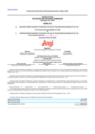 Thumbnail Angi Inc. 10-Q Quarterly Report FY2023 