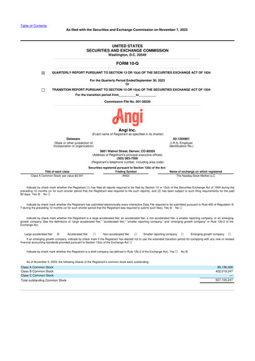 Thumbnail Angi Inc. 10-Q Quarterly Report FY2023 