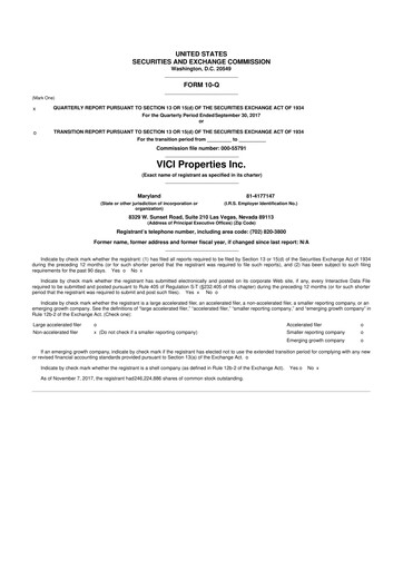 Thumbnail VICI Properties
 10-Q Quarterly Report FY2017 